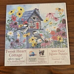 Jigsaw Puzzle Tweet Heart Cottage 500 Pc 18x24 Abraham Hunter‎ Birds SunsOut New